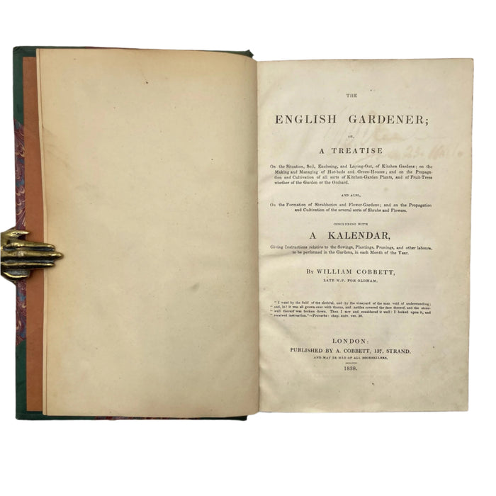 1838 Cobbett English Gardener Fold-Out Plate Half Leather