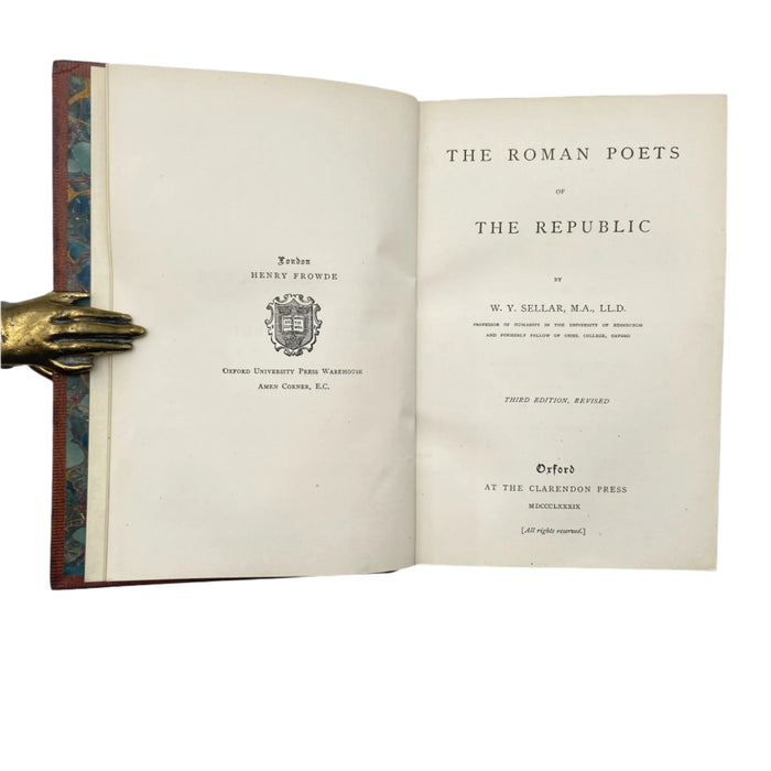 1839 "The Roman Poets of the Republic" Brown Full Leather Book