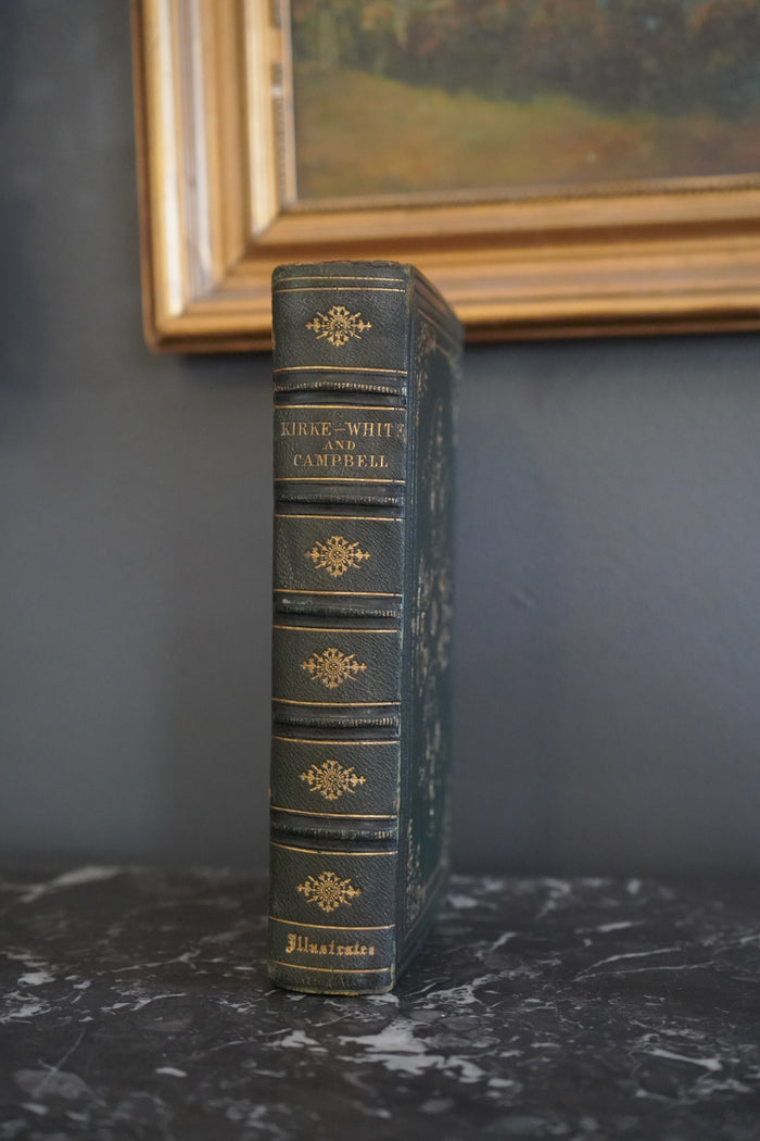 1855 Poetical Works of White & Campbell Green Leather Poetry Book