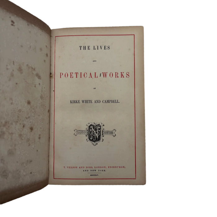 1855 Poetical Works of White & Campbell Green Leather Poetry Book
