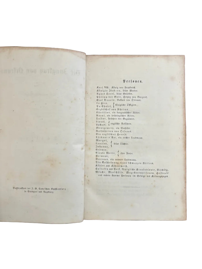 1859 Schiller Die Jungfrau von Orleans German Romantic Historical Tragedy Play Book