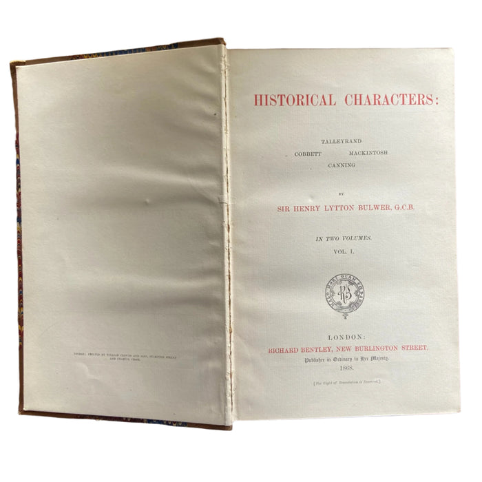 1868 " Historical Characters " Brown Half Leather Book
