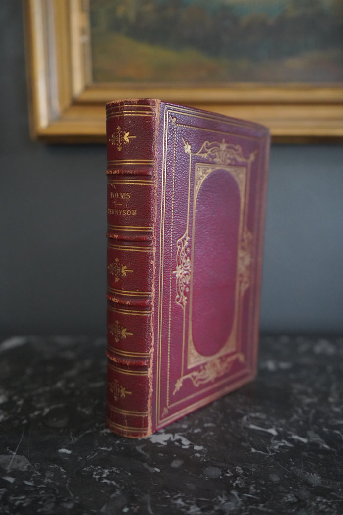 1875 Tennyson Poems Fine Leather Binding Victorian Poetry