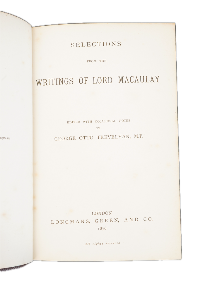 1876 Trevelyan Macaulay Selections