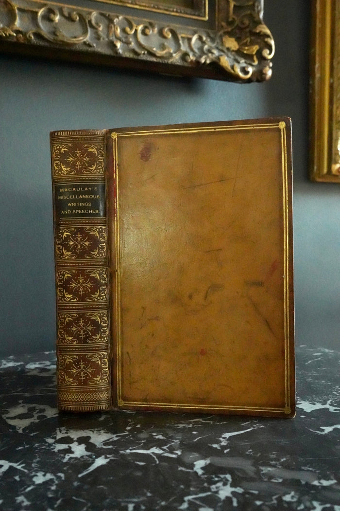1889 Macaulay Miscellaneous Writings Speeches Full Calf Leather Book