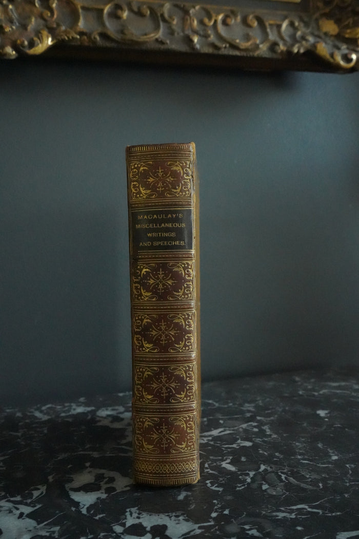 1889 Macaulay Miscellaneous Writings Speeches Full Calf Leather Book