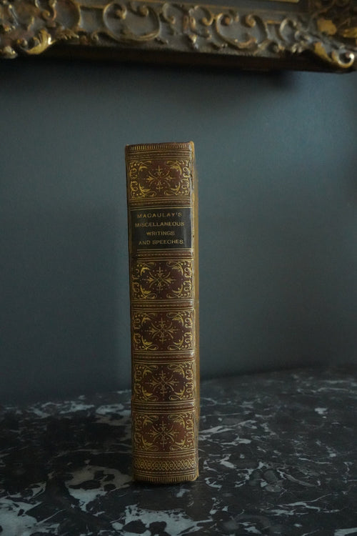 1889 Macaulay Miscellaneous Writings Speeches Full Calf Leather Book
