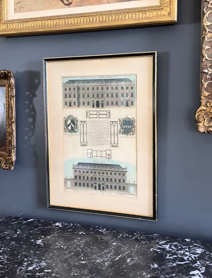 18th-Century Architectural Engraving of St. Bartholomew’s Hospital by Benjamin Cole (Hand-Colored) | Antique English Architectural Engraving