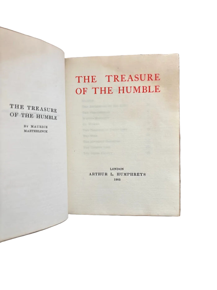 1905 The Treasure of the Humble, Maurice Maeterlinck, Symbolist Essays, Fine Leather Binding