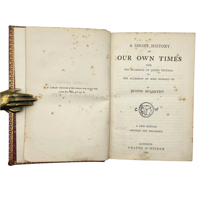 1908 Short History of Our Own Times Full Leather Book