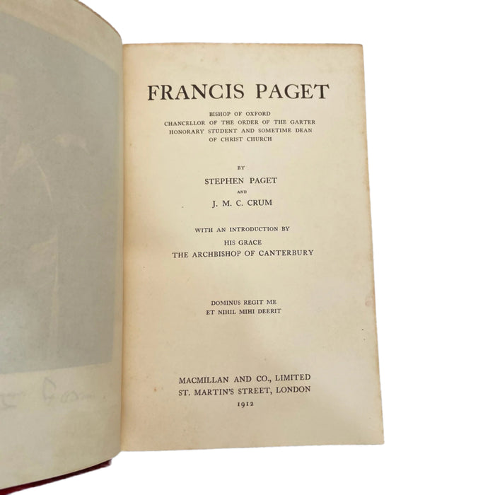1912 Francis Paget Biography Half Morocco Anglican Oxford