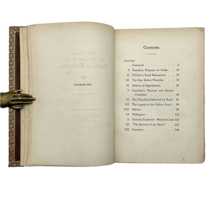 1923 "The Causes for the Loss of the Battle of Waterloo" Fine Binding, Full Leather Book