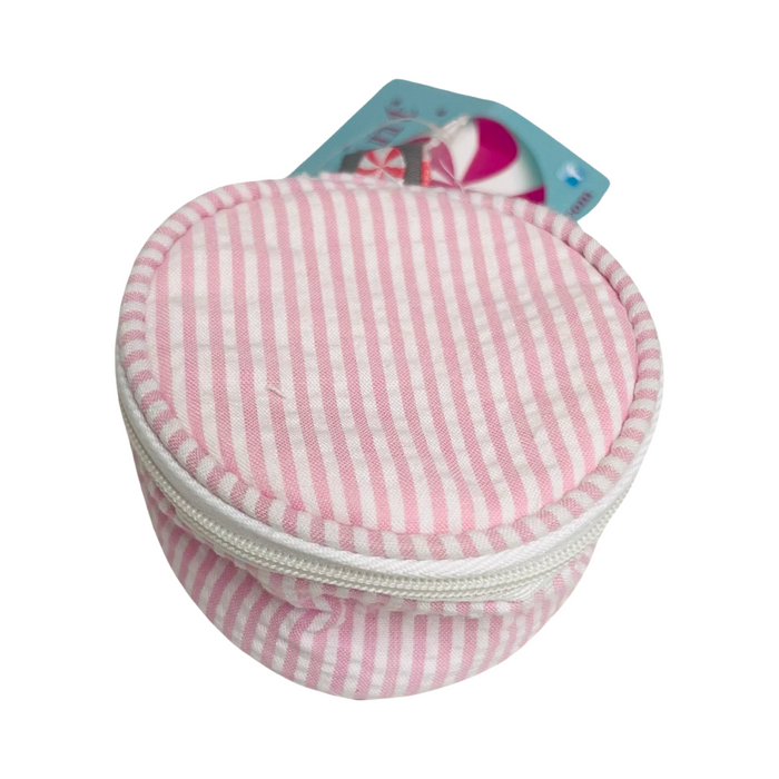 3" Pink Seersucker Mini Button Pouch