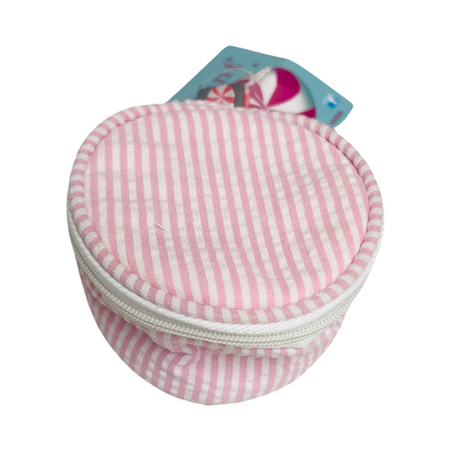 3" Pink Seersucker Mini Button Pouch