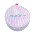 6" Pink Seersucker Button Pouch