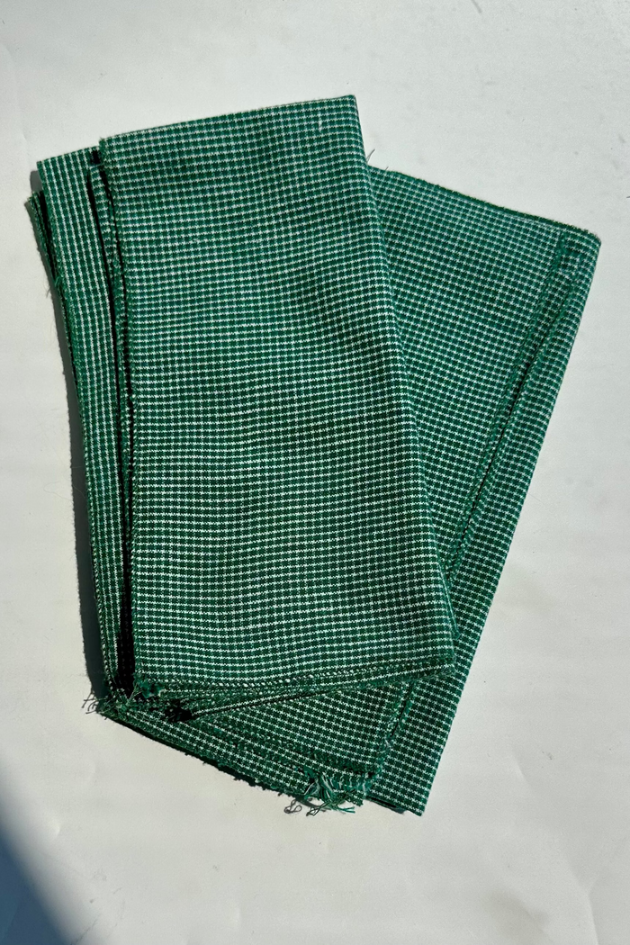 Set of Vintage Green Gingham Cloth Napkins