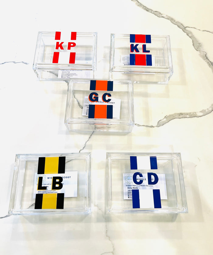 Acrylic Jewelry Box with 2 Color Stripe
