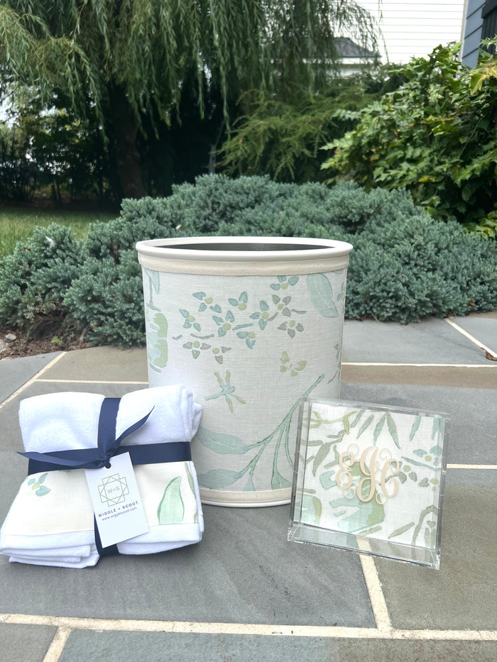 Fabric Wastebasket - "Sumi" Pale Aqua by Galbraith & Paul