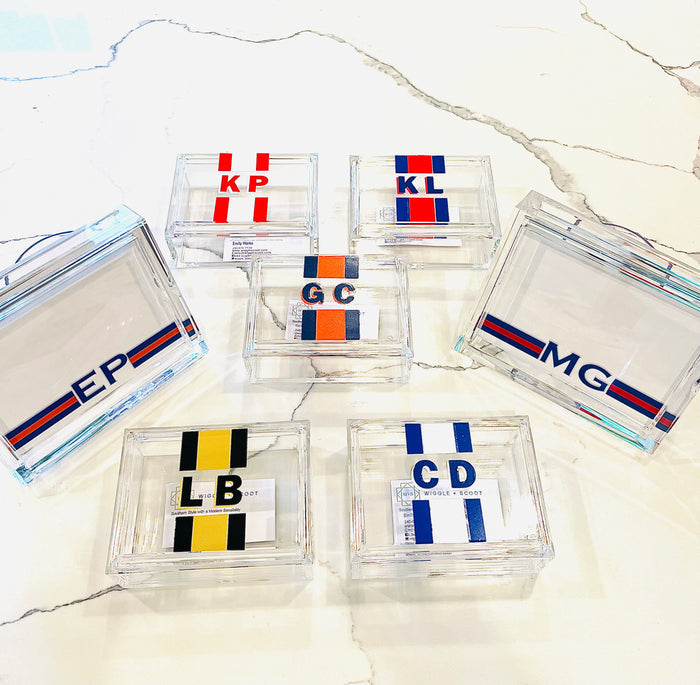 Acrylic Jewelry Box with 2 Color Stripe