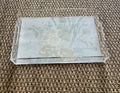 Acrylic Serving Tray with Galbraith & Paul Fabric Insert-"Bouquet" in Wisp Gray