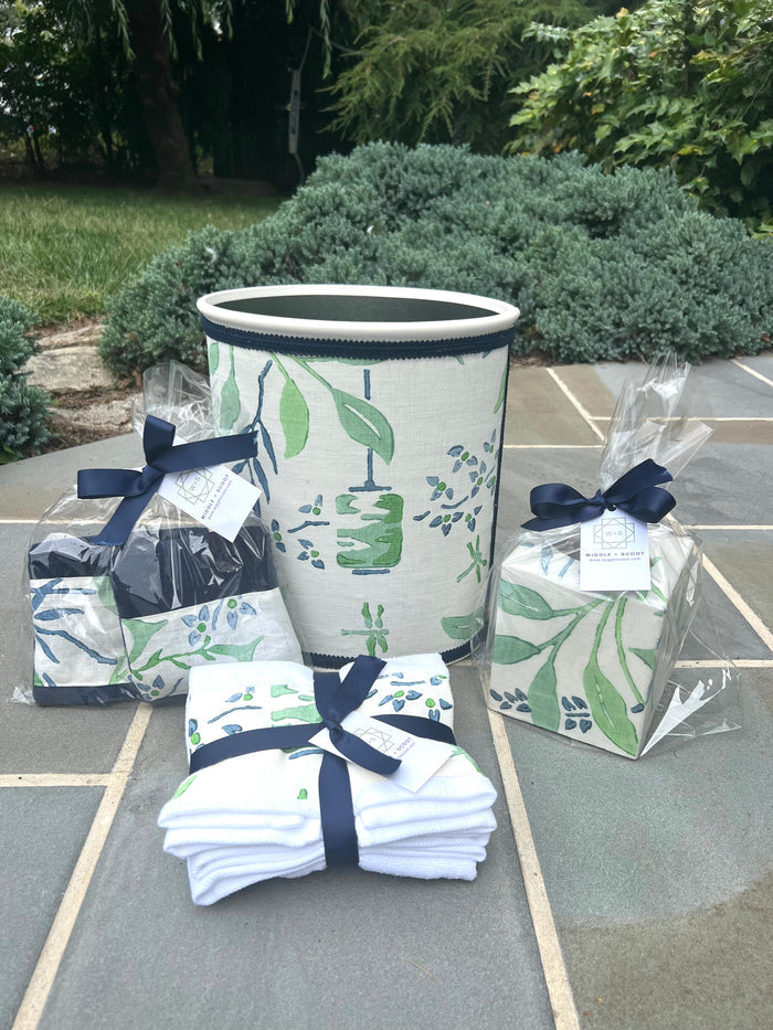Fabric Wastebasket - "Sumi" in Blue & Green by Galbraith & Paul