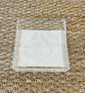 Square Acrylic Tray with Laminated Fabric - "Primitive Flower" in Blush Pink