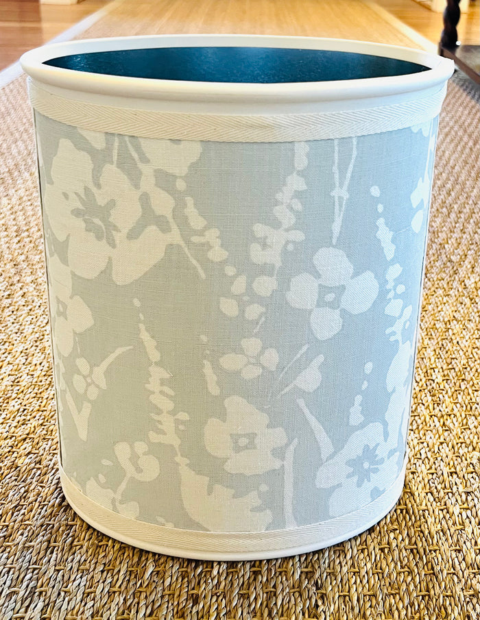 Fabric Wastebasket - "Wildflower" in Wisp Grey by Galbraith & Paul