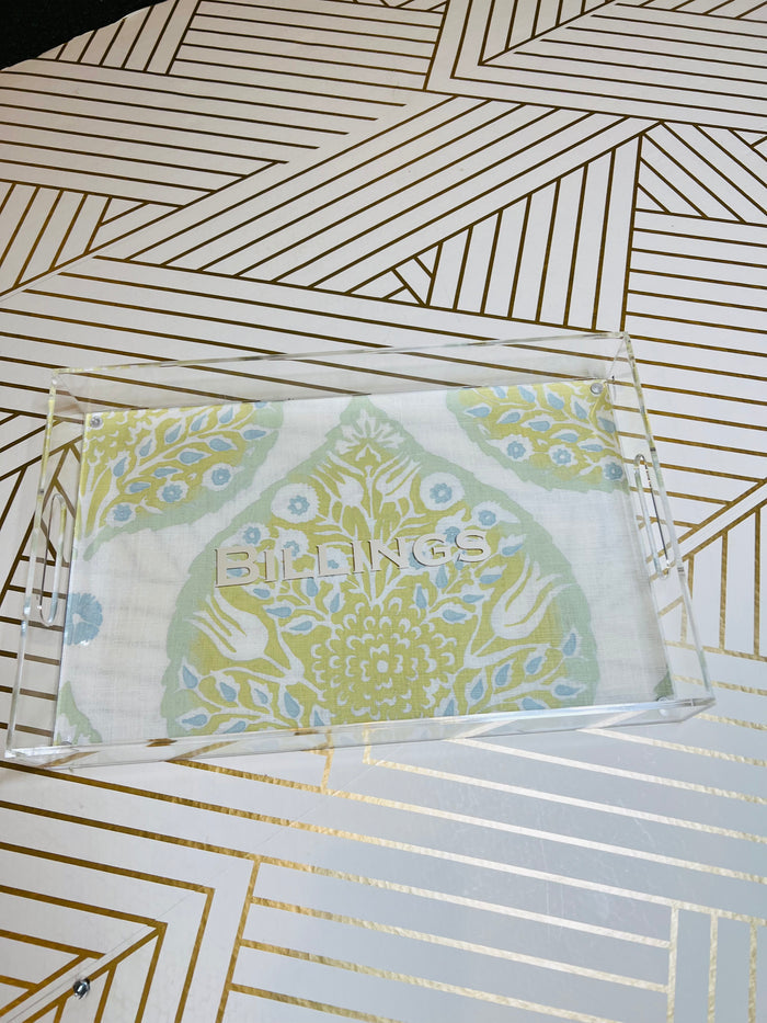 Acrylic Serving Tray with Galbraith & Paul Fabric Insert-"Lotus"
