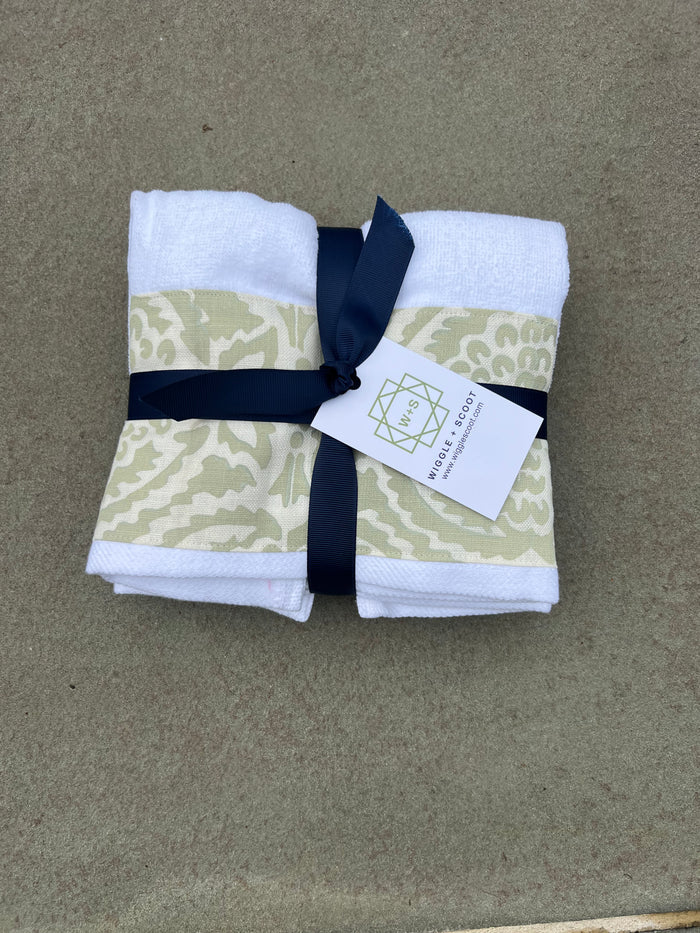 Hand Towel Set - "Pomegranate" in Sage by Galbraith & Paul