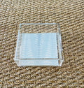 Square Acrylic Tray with Laminated Fabric - "Ferns" in Pale Blue