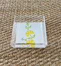 Square Acrylic Tray with Laminated Fabric - "Persian Garden" in Yellow