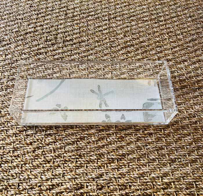 Acrylic Rectangle Tray with Laminated Insert - "Sumi" in Grey
