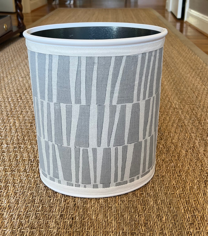 Fabric Wastebasket - "Birch" in Medium Gray  by Galbraith & Paul