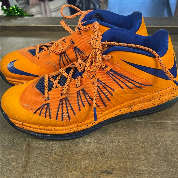 Nike Air Max LeBron X 10 Low Knicks' Orange/Blue Basketball Shoes size 9.5