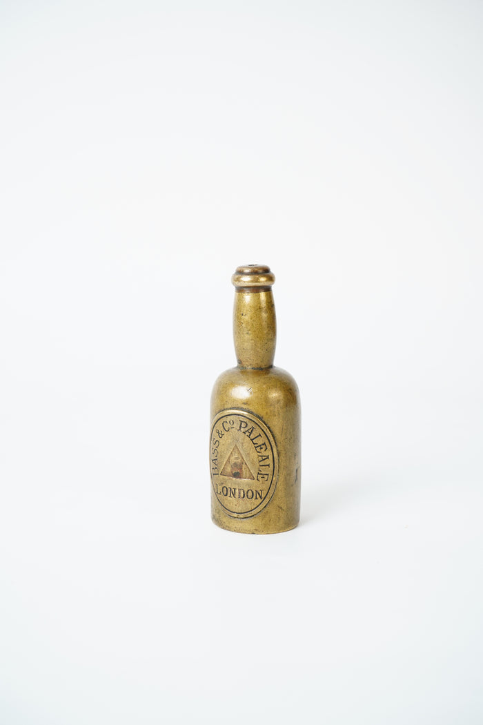 Antique Brass Bass & Co Pale Ale Bottle Vesta Case Match Safe