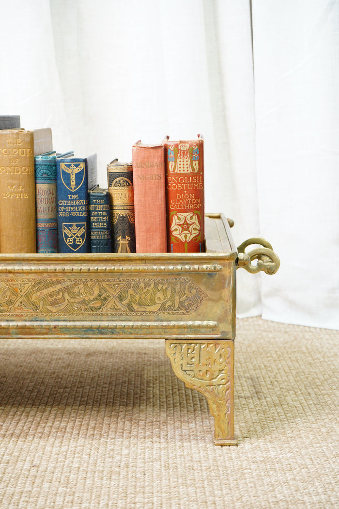 Antique Brass Brazier with Engraved Calligraphy, Ca. 1900