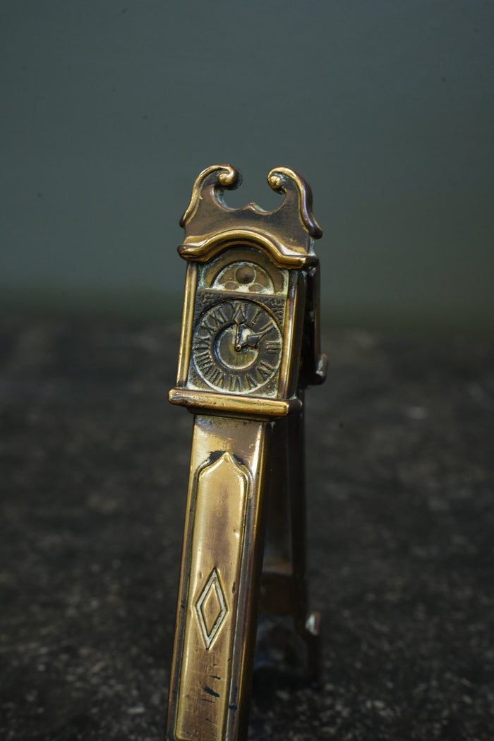 Antique Brass Miniature Longcase Clock Novelty, English