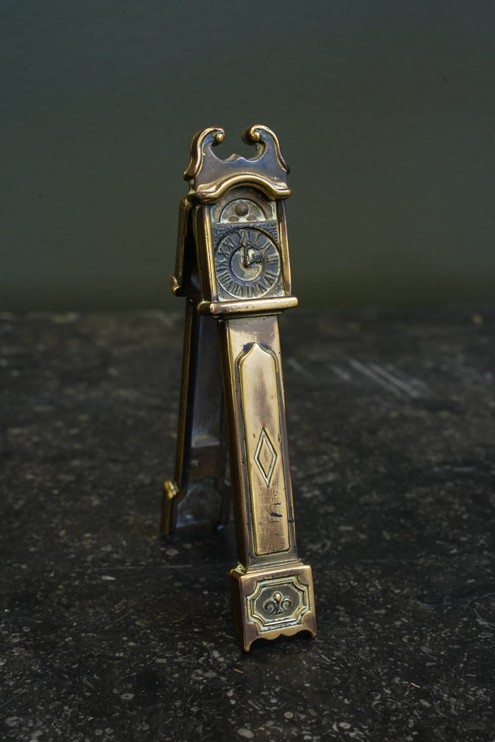 Antique Brass Miniature Longcase Clock Novelty, English
