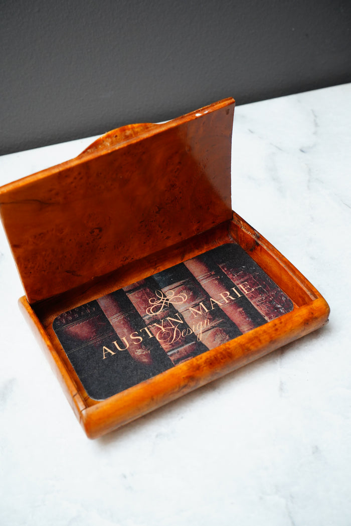 Antique Burr Walnut Pocket Card Case Box
