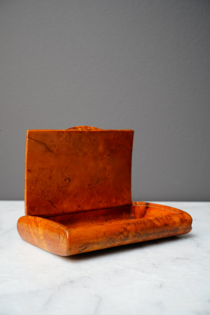 Antique Burr Walnut Pocket Card Case Box