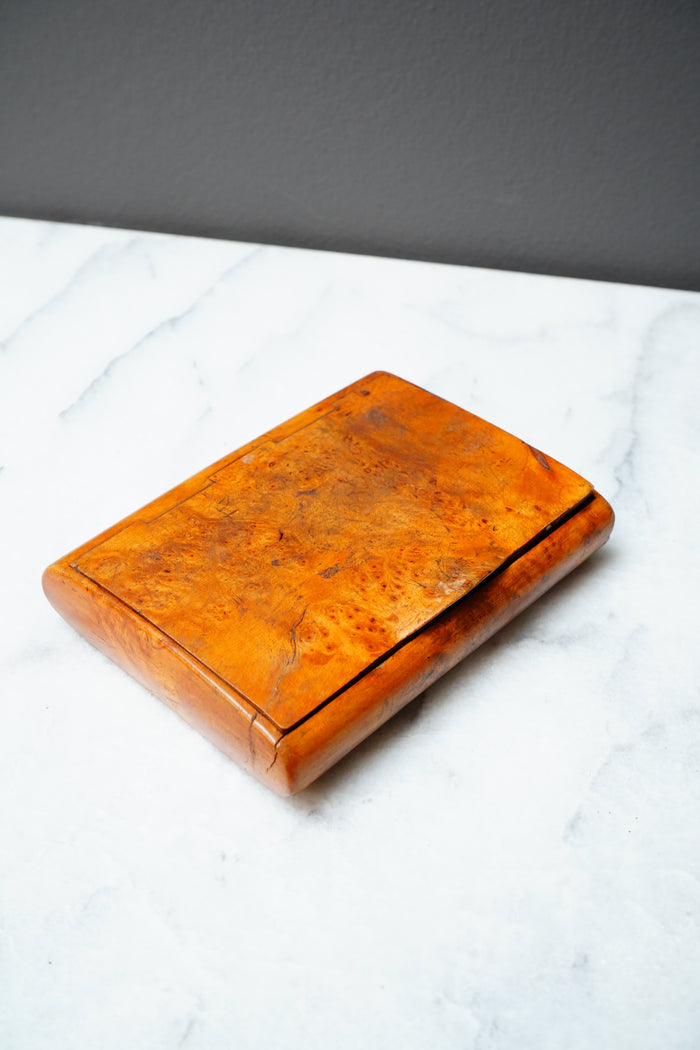 Antique Burr Walnut Pocket Card Case Box