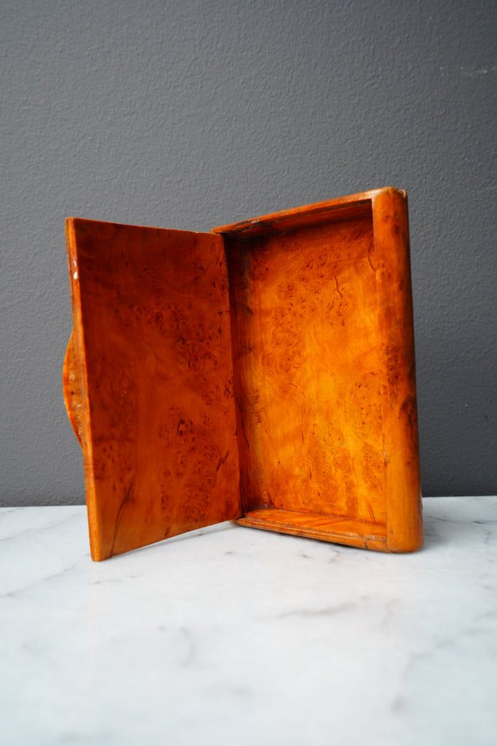 Antique Burr Walnut Pocket Card Case Box