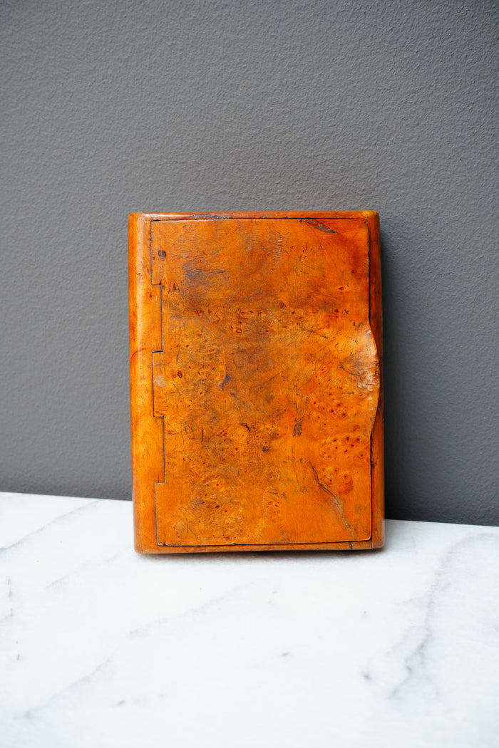 Antique Burr Walnut Pocket Card Case Box