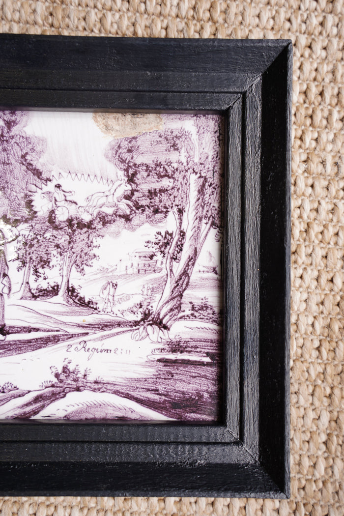 Antique Dutch Delft Biblical Tile, Framed