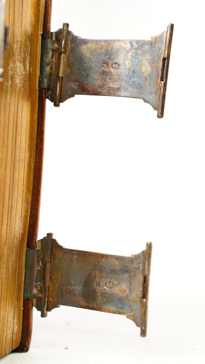 Antique Dutch New Testament 1851 Silver Clasps Leather Binding Book