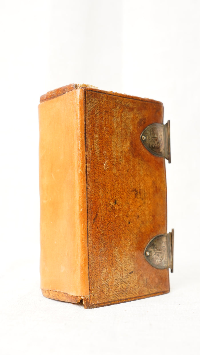 Antique Dutch New Testament 1851 Silver Clasps Leather Binding Book