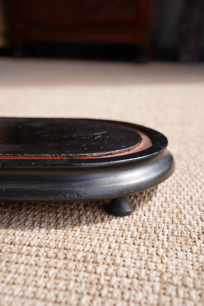 Antique Ebonized Oval Plinth Display Stand Base