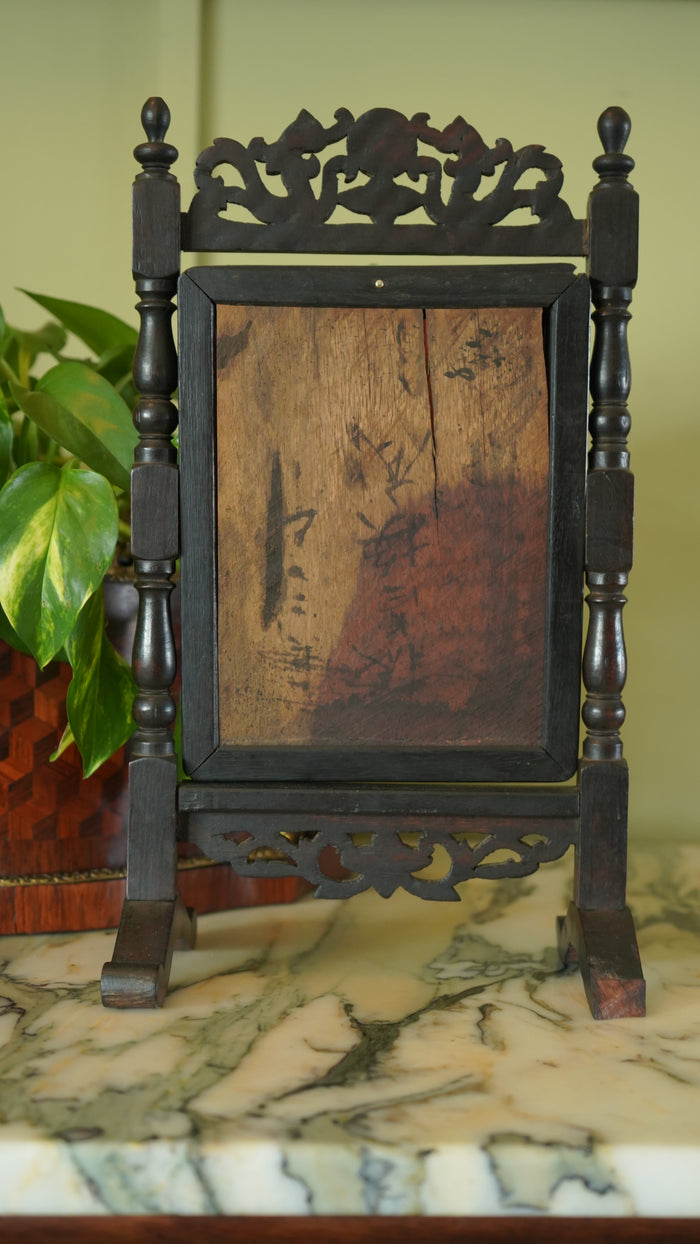 Antique Ebonized Wood & Mother-of-Pearl Vanity Tabletop Mirror