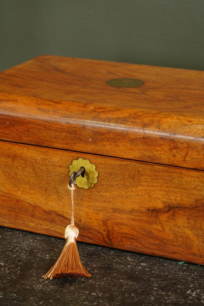 Antique Edwardian English Walnut Keepsake Box, Circa 1900