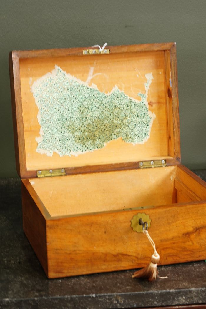 Antique Edwardian English Walnut Keepsake Box, Circa 1900
